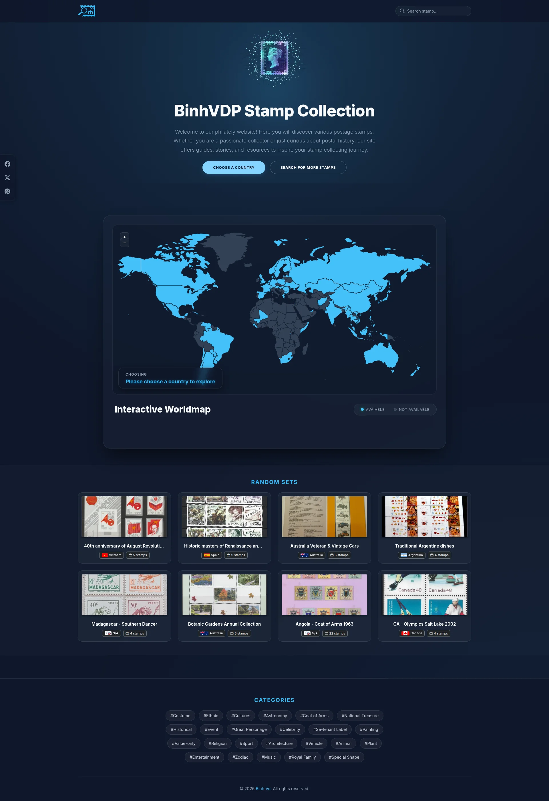 Capture d'écran du site binhvdp.com — analyse RoastMySite