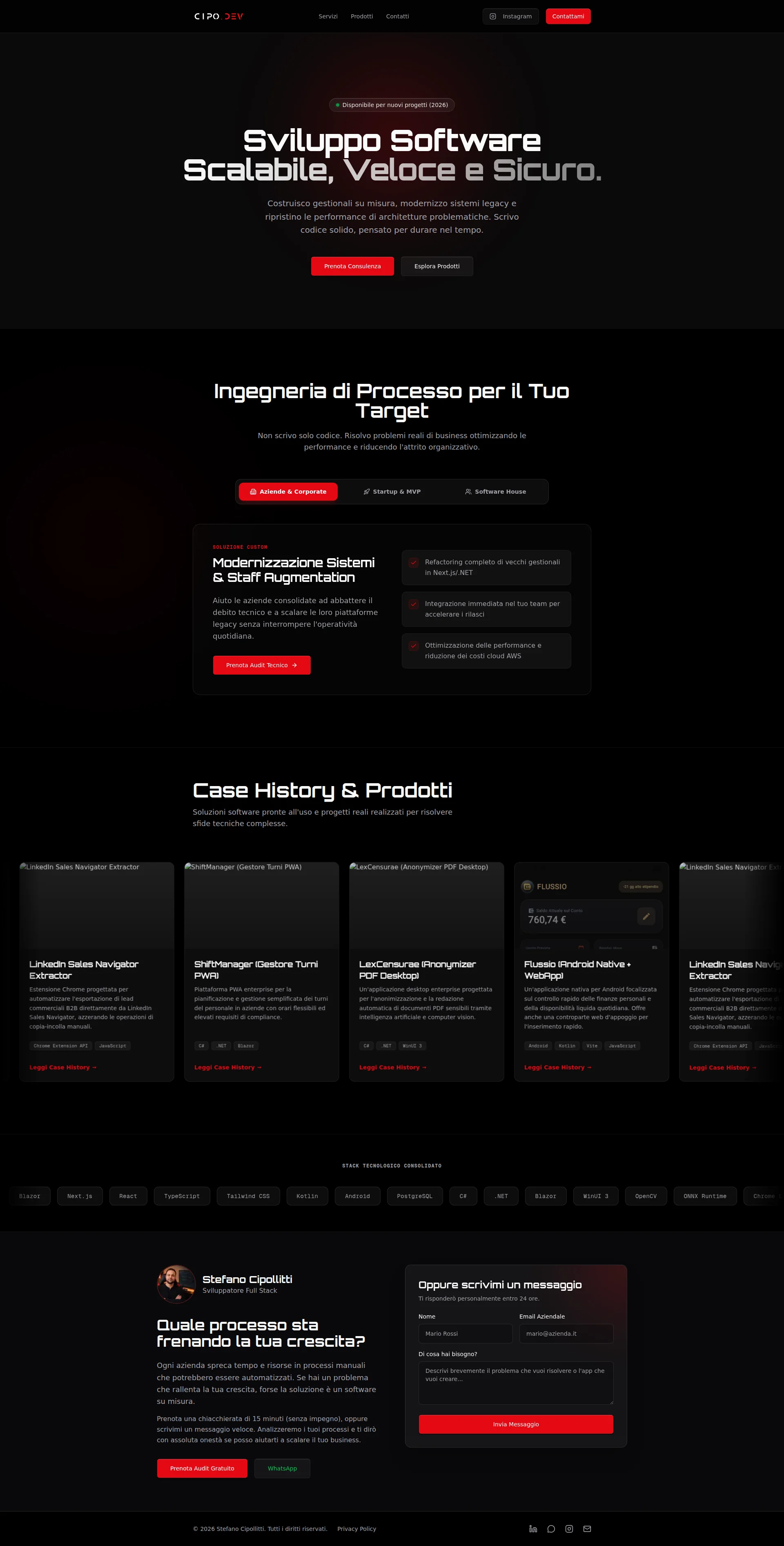Capture d'écran du site cipodev.vercel.app — analyse RoastMySite