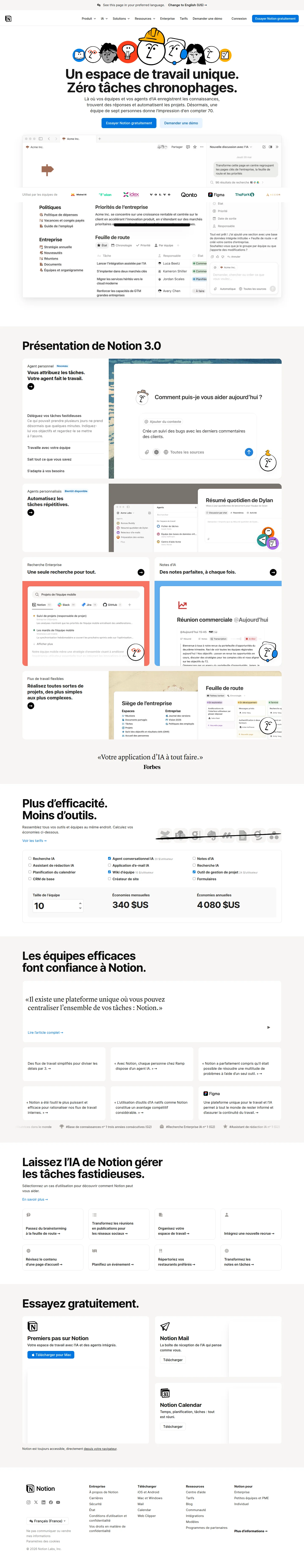 Capture d'écran du site www.notion.so — analyse RoastMySite