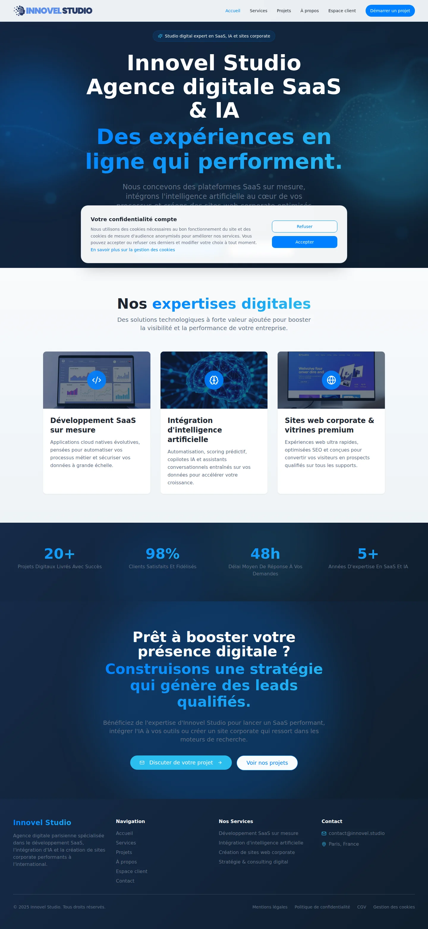 Capture d'écran du site innovel.studio — analyse RoastMySite