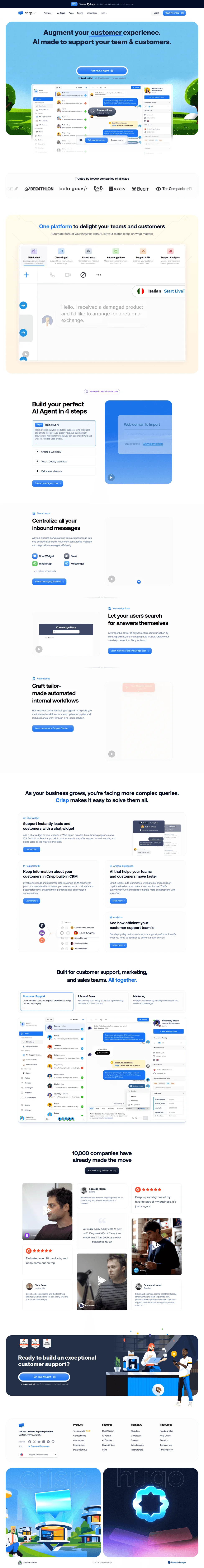 Capture d'écran du site crisp.chat — analyse RoastMySite