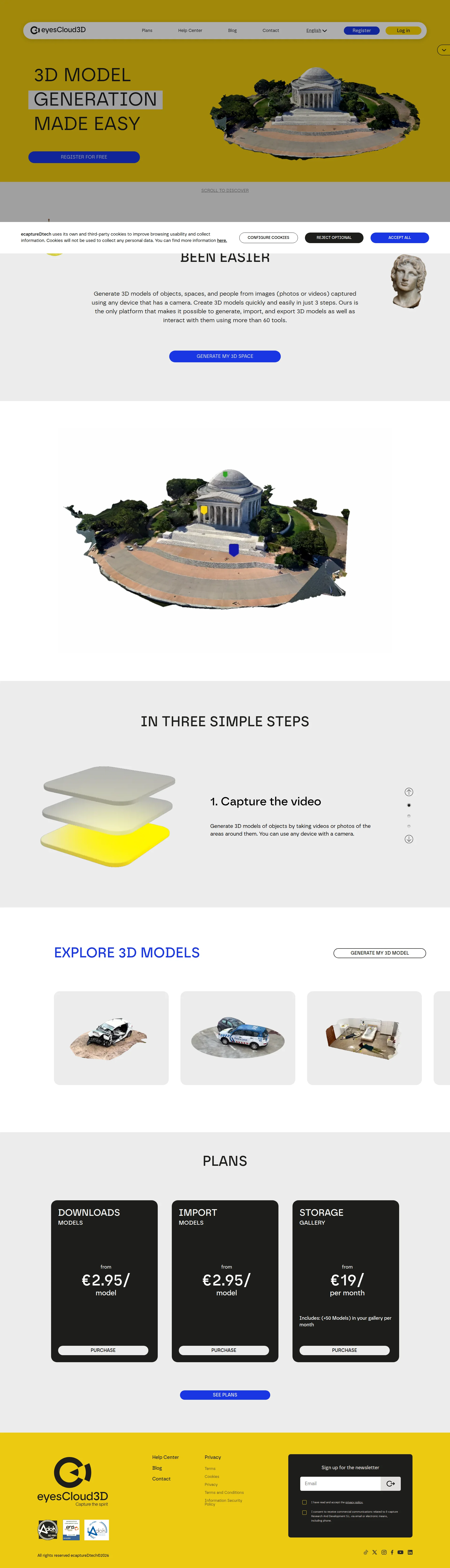 Capture d'écran du site eyescloud3d.com — analyse RoastMySite