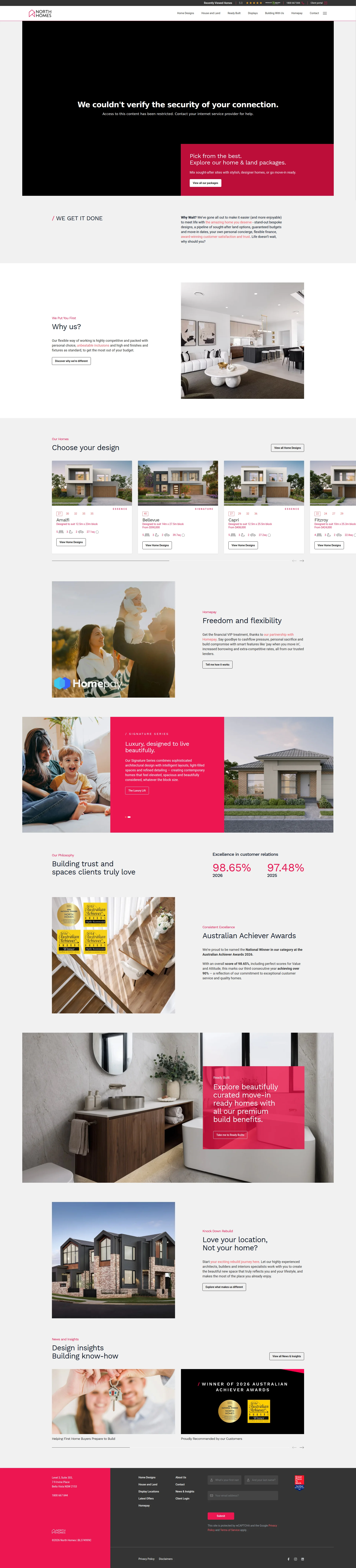 Capture d'écran du site northhomes.com.au — analyse RoastMySite