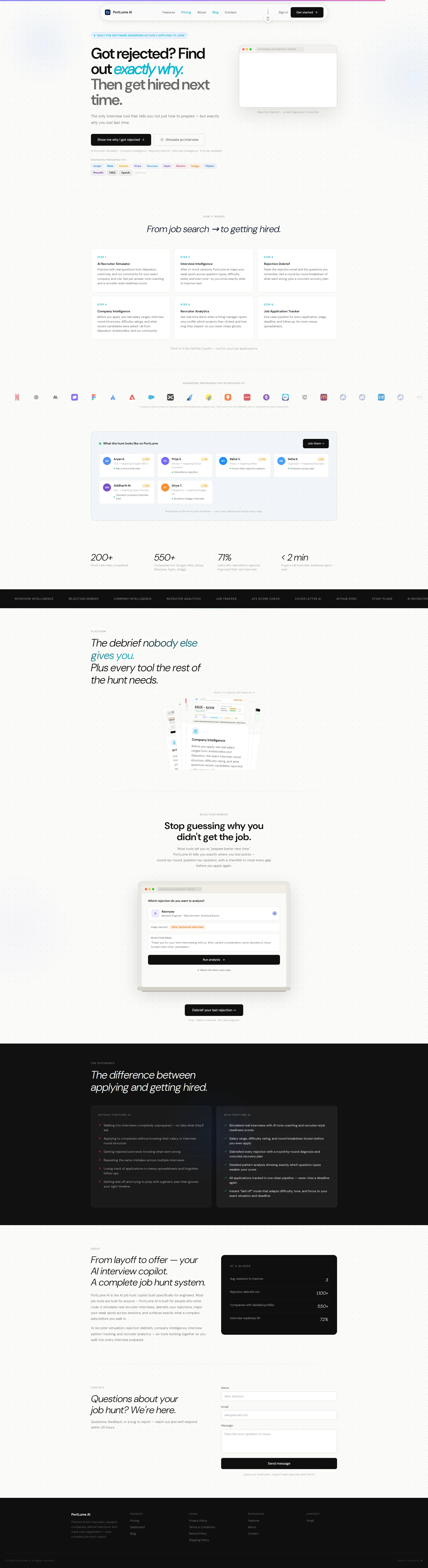 Capture d'écran du site portlumeai.com — analyse RoastMySite