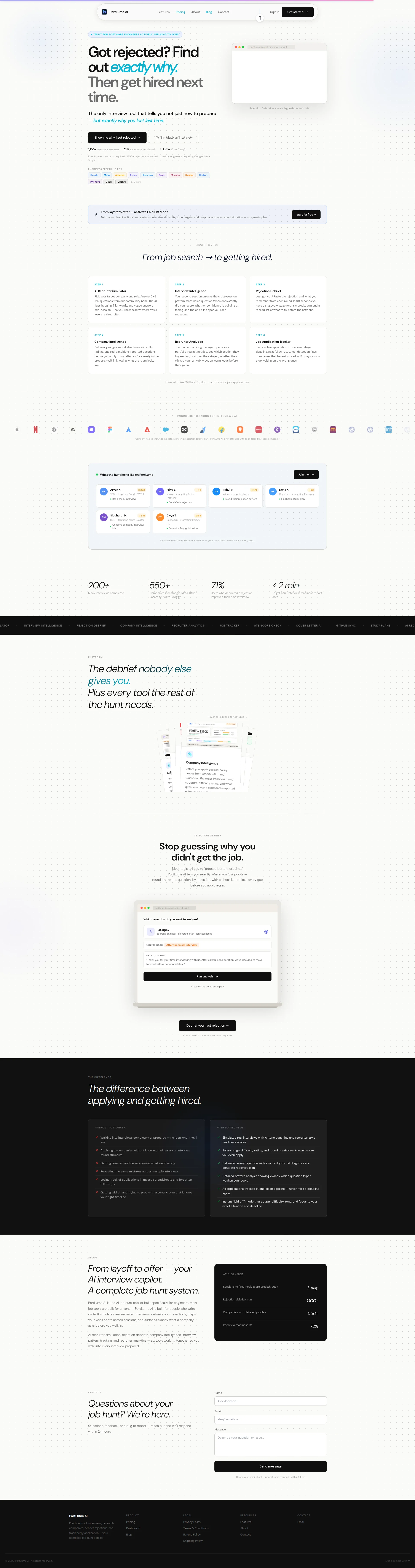 Capture d'écran du site portlumeai.com — analyse RoastMySite