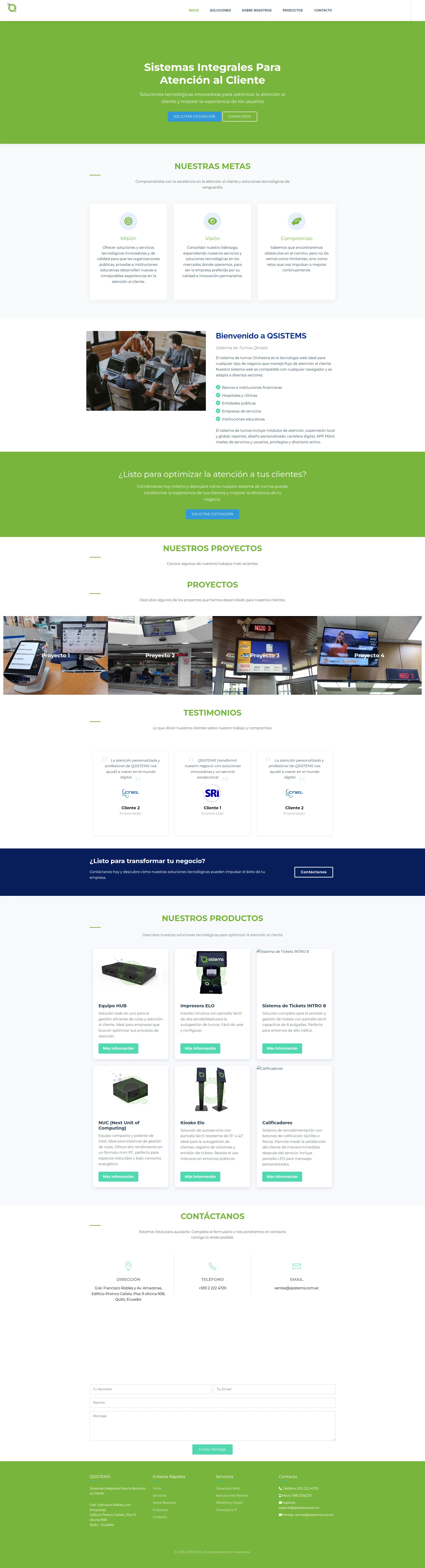Capture d'écran du site qsistems.com.ec — analyse RoastMySite