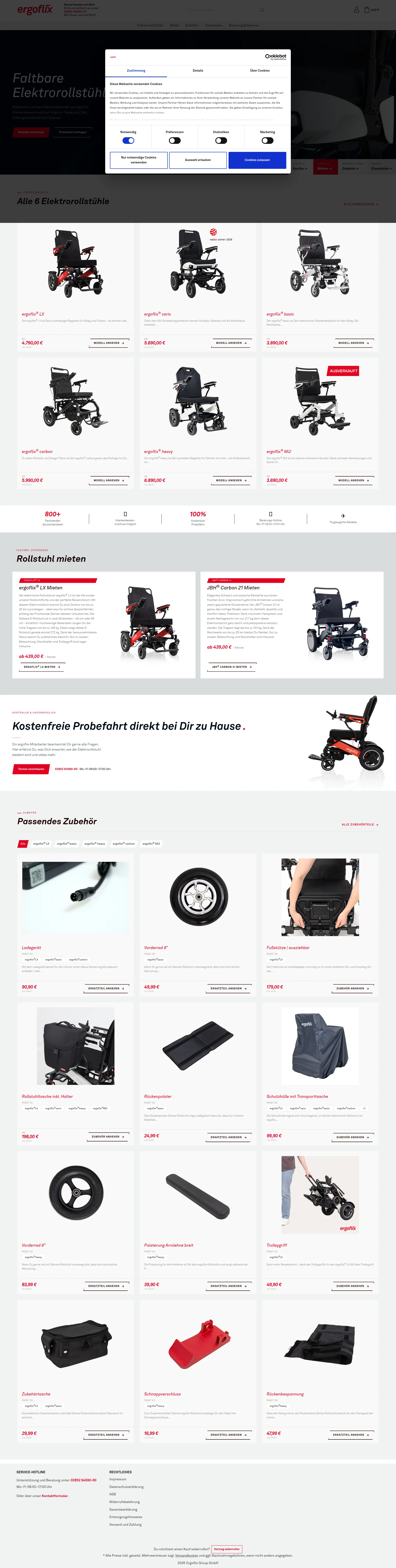 Capture d'écran du site shop.ergoflix.de — analyse RoastMySite
