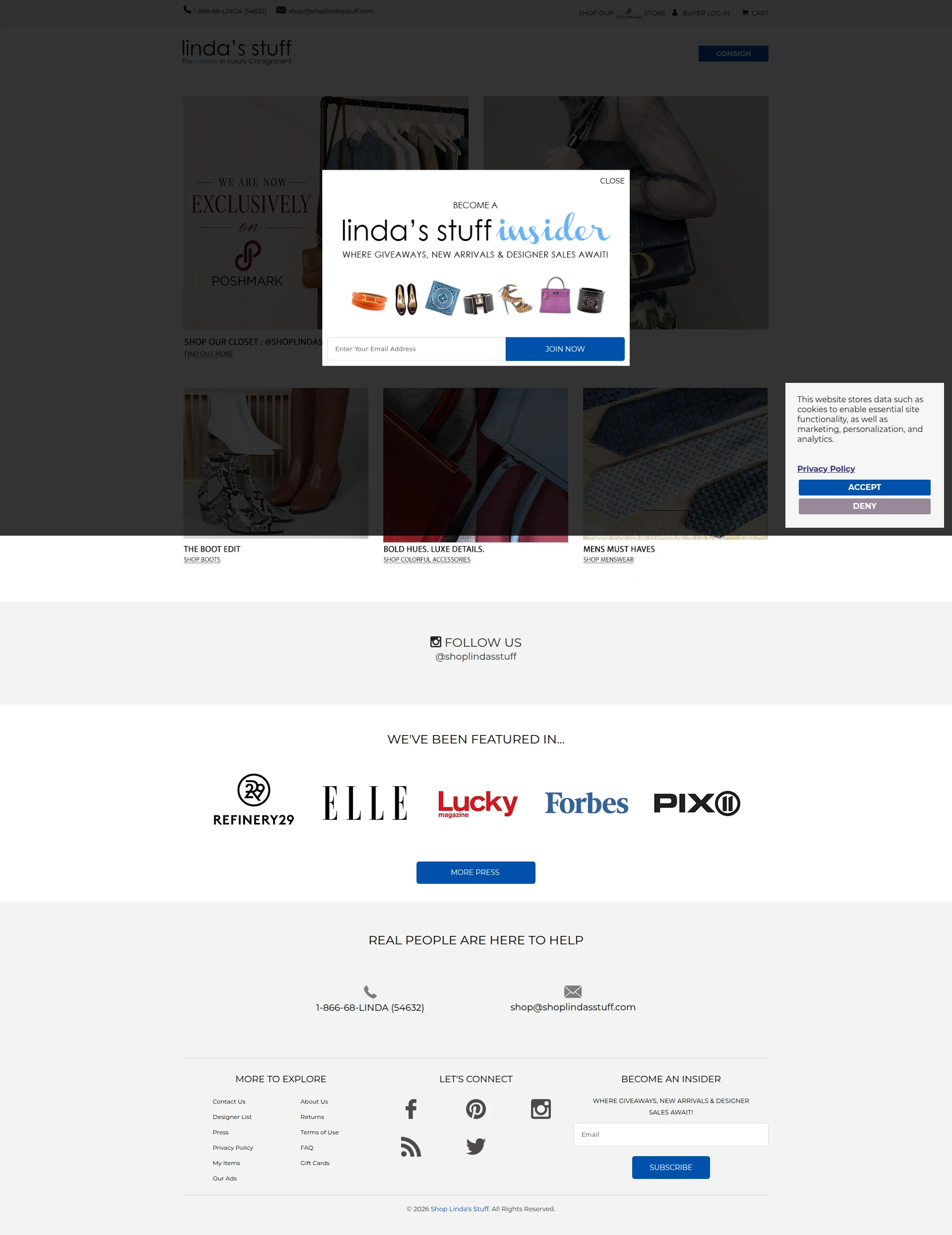 Capture d'écran du site shoplindasstuff.com — analyse RoastMySite