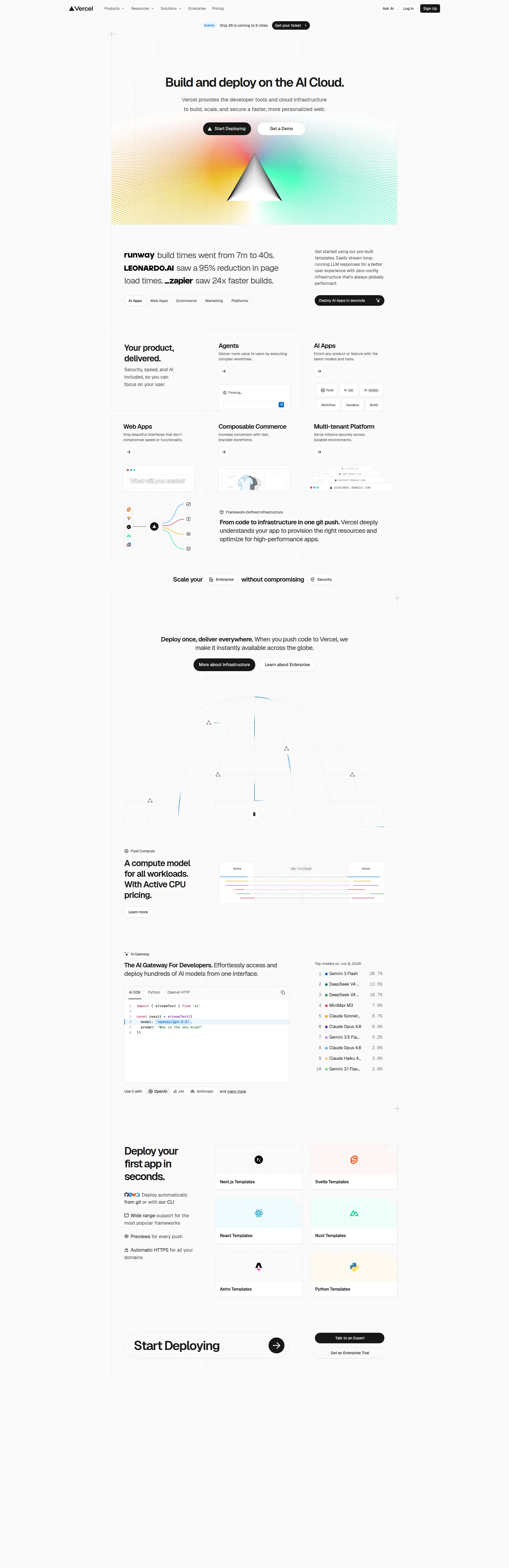 Capture d'écran du site vercel.com — analyse RoastMySite