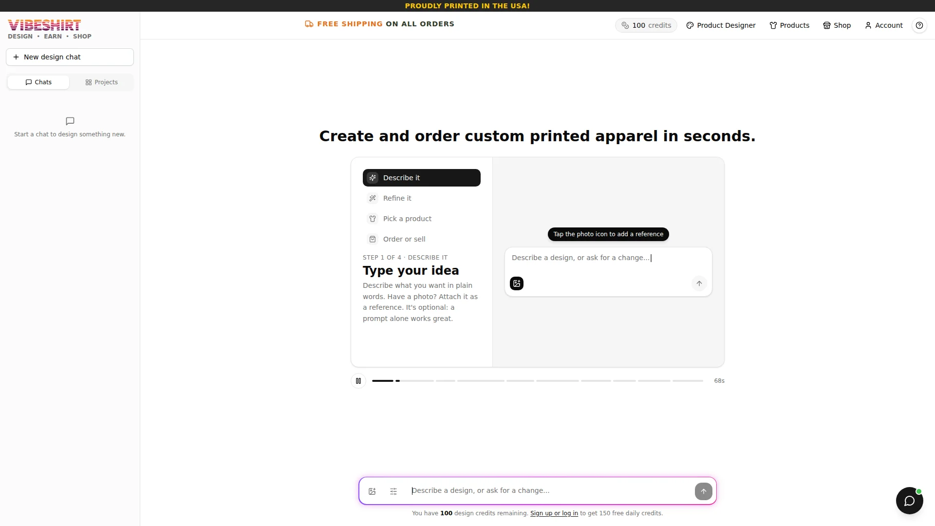 Capture d'écran du site vibeshirt.com — analyse RoastMySite