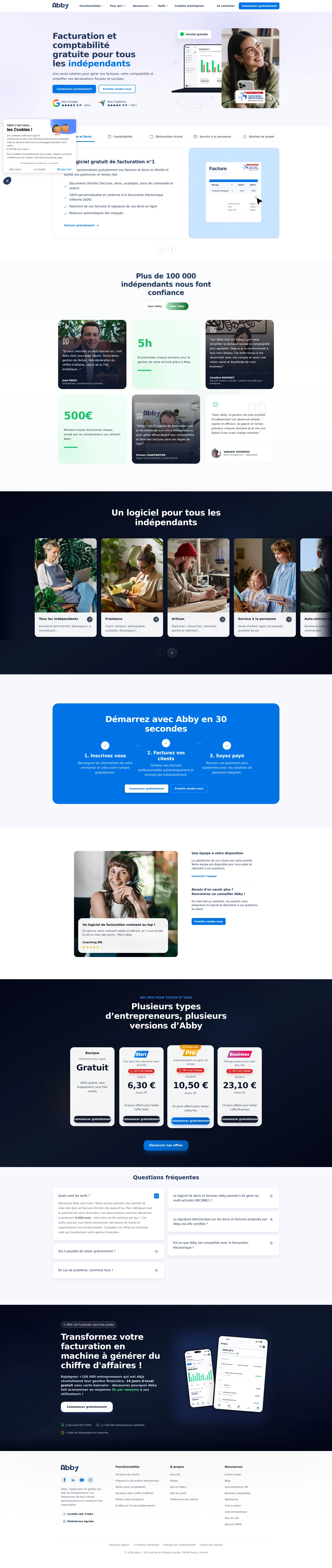 Capture d'écran du site www.abby.fr — analyse RoastMySite